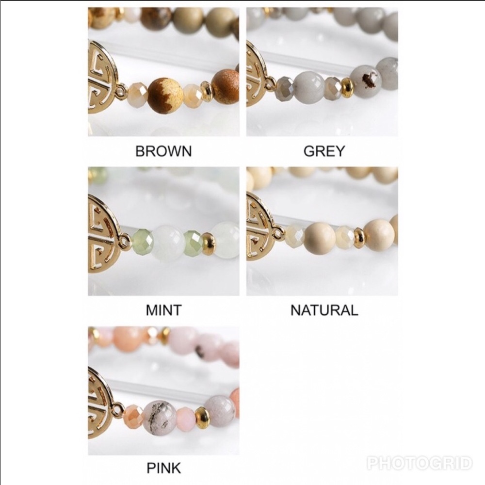 Natural stone with mixed bead stretch bracelet. - Picture 5 of 5